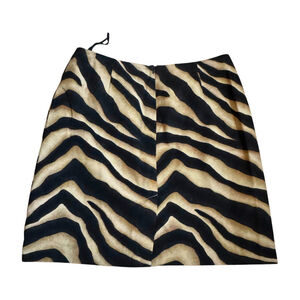 Ralph Lauren Zebra Print Straight Skirt Cotton Size 14 Tan Black NWT MSRP $85